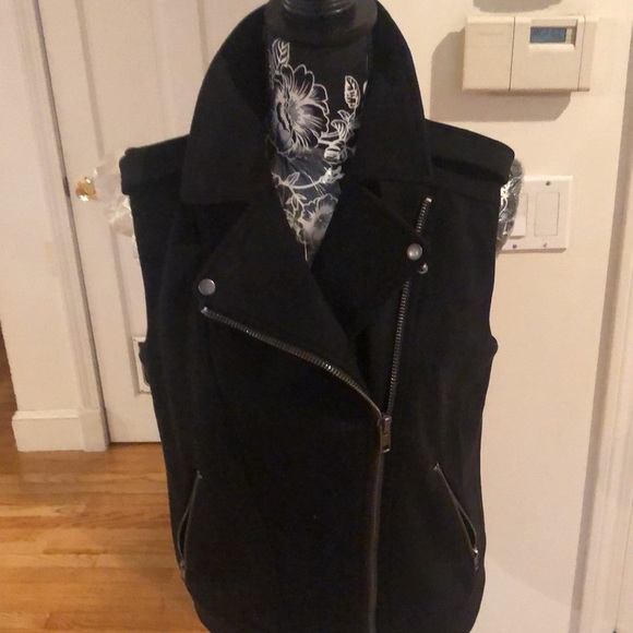 Philosophy size large black zip front Moto Vest super soft ultra suede - Picture 10 of 15